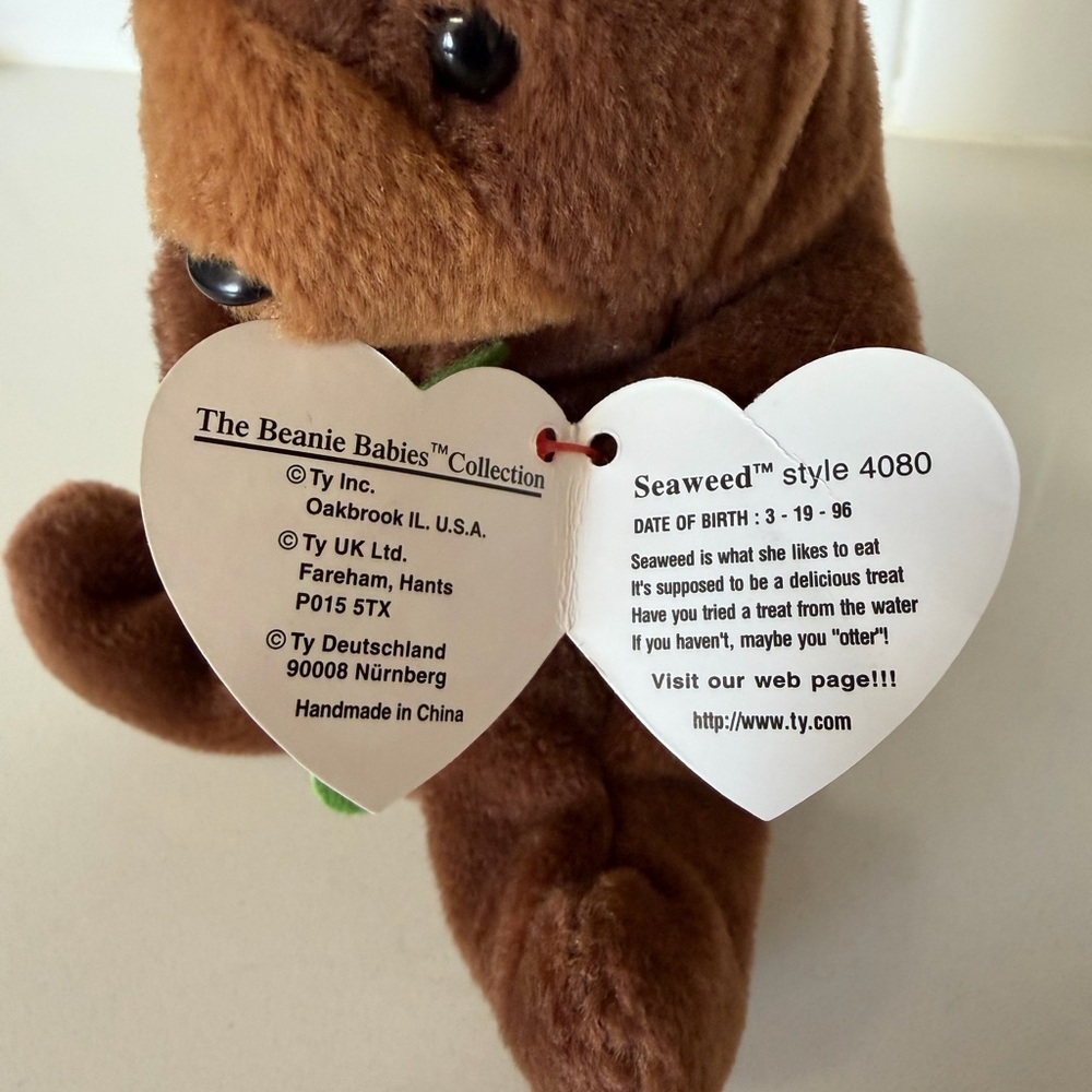 Ty Beanie Babies Seaweed The Otter With Tag Errors, Style - 4080 - Picture 3 of 9